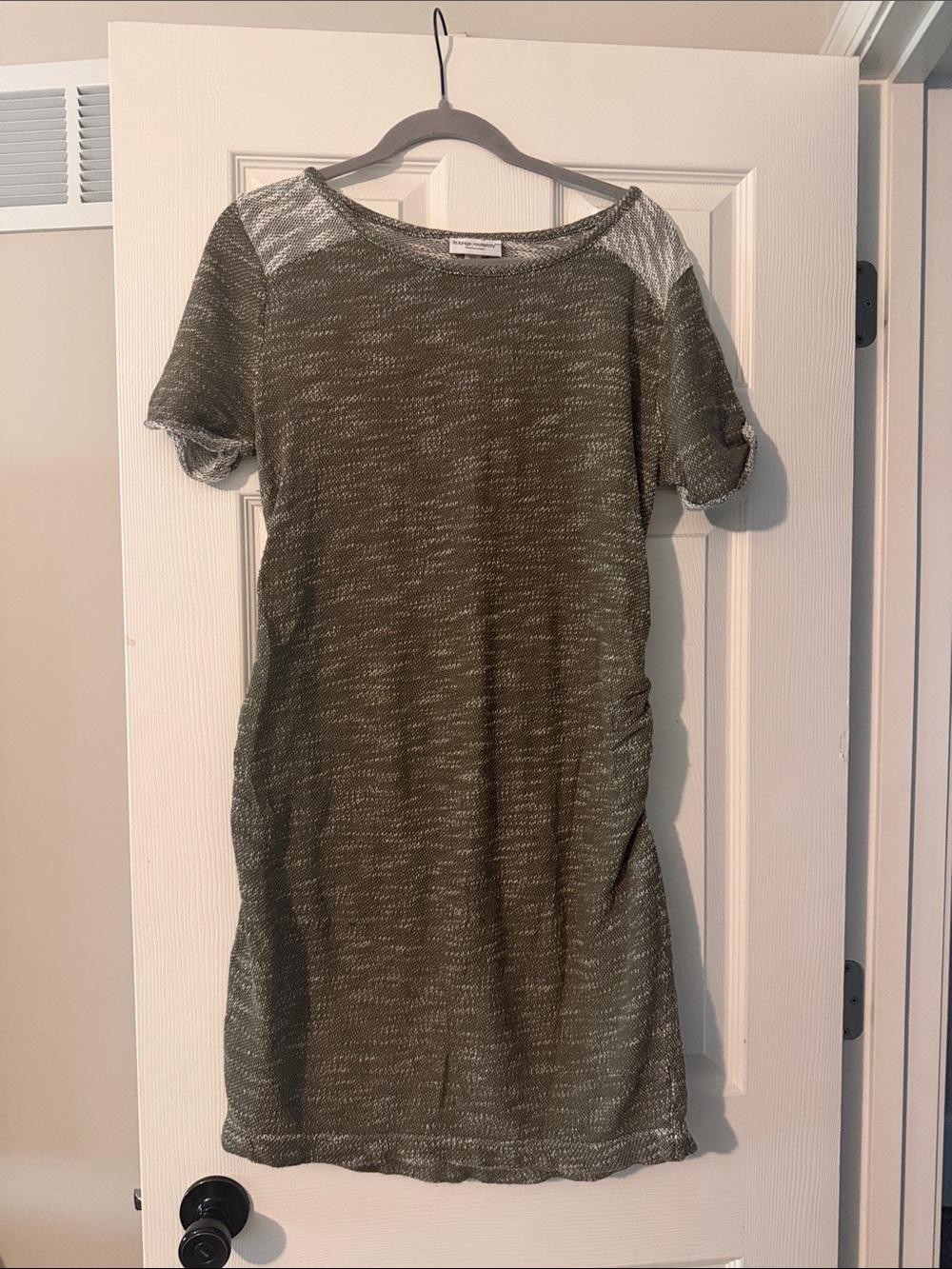 Liz Lange maternity Olive Green Short Sleeve Knit Dress with Heathered Detail